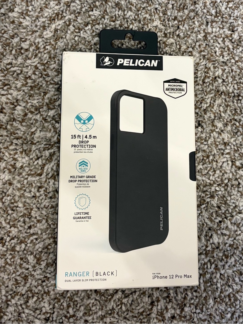 NWT Pelican iPhone 12 Pro Max Lifetime Guarantee, Antimicrobial, 15ft Drop Case